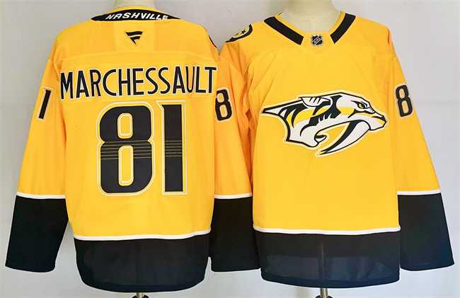 Men%27s Nashville Predators #81 Jonathan Marchessault Gold 2024-25 Home Stitched Hockey Jersey->florida panthers->NHL Jersey